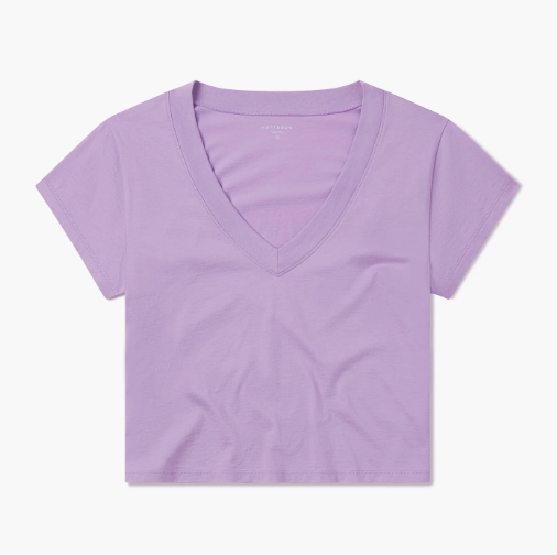 The Cotton Boxy Deep V-Neck Tee Lilac